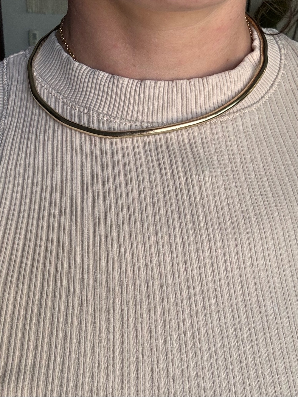 Zara Gold Tone Metal Omega Chain Collar Choker Necklace, No Stone Fashion